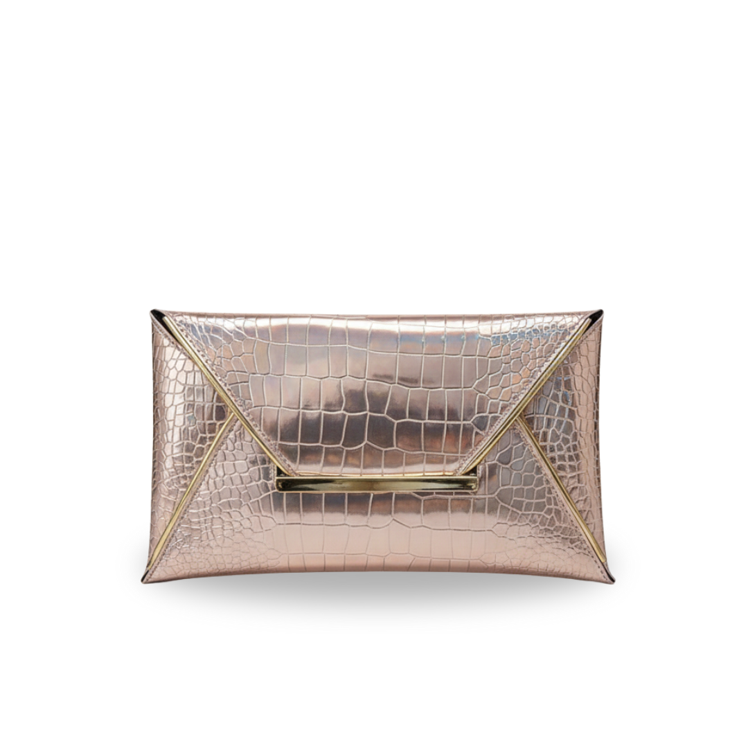 Irene – Leather PU Clutch Bag with Elegant Crocodile Print