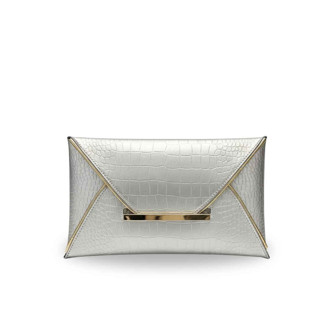 Irene – Leather PU Clutch Bag with Elegant Crocodile Print