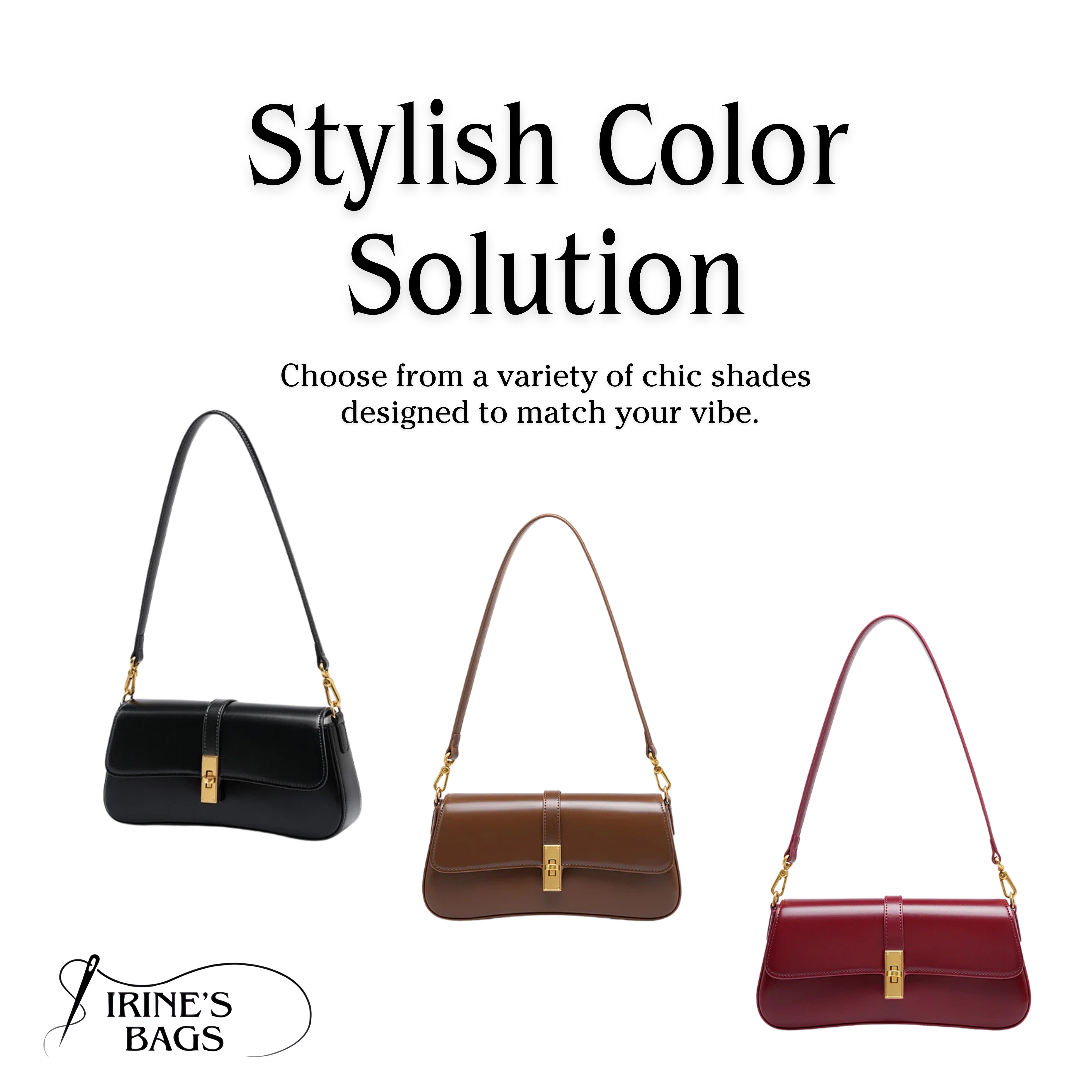 Irene – Vintage-Inspired Genuine Leather Baguette Shoulder Bag
