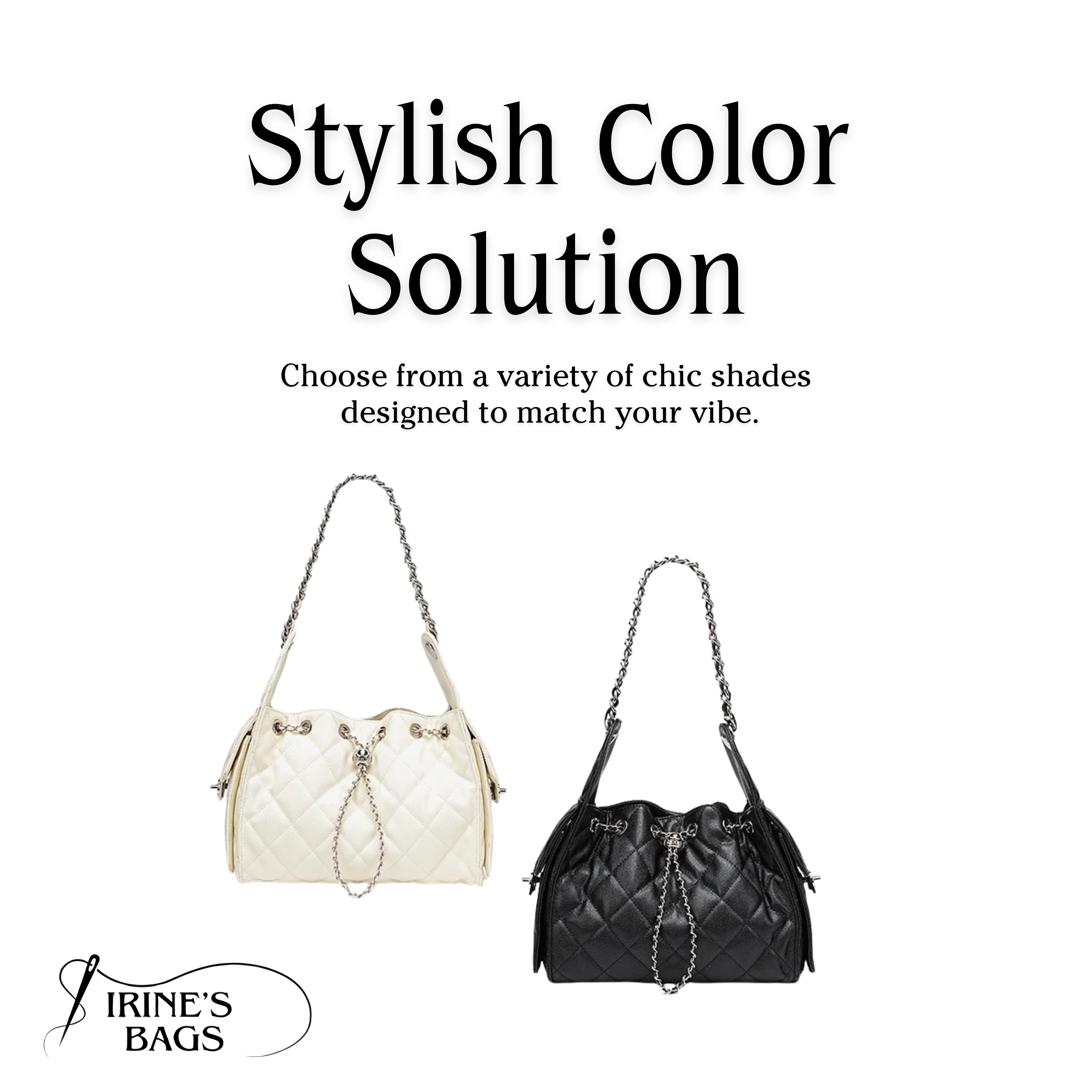 Irene – Classic Caviar Pattern Leather Bucket Crossbody Bag