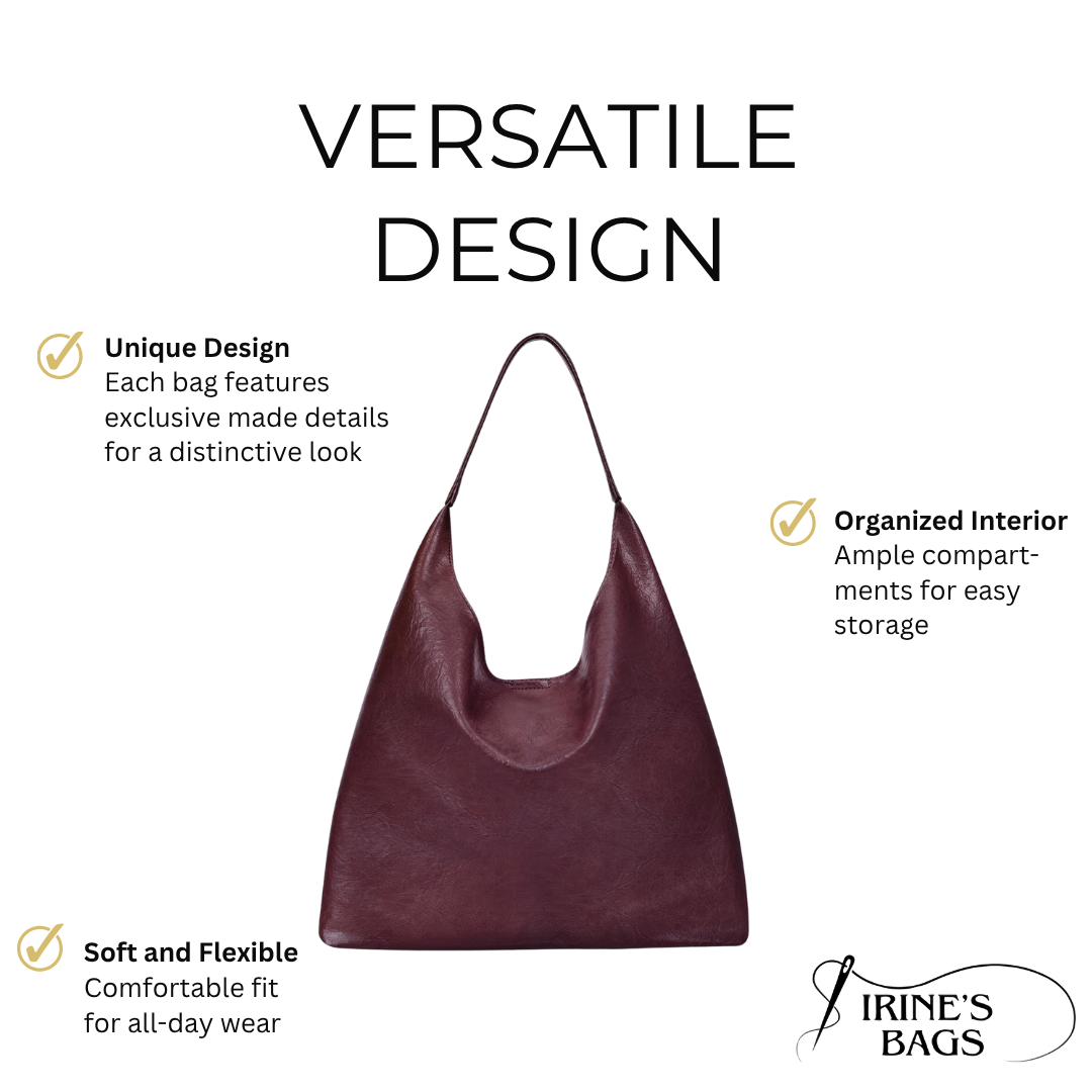 Irene – Solid Color Premium Leather 2-in-1 Commuter Tote Bag