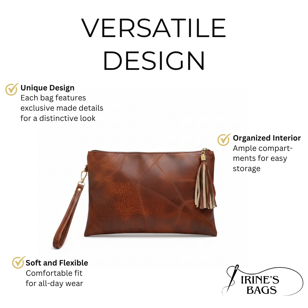 Irene – Retro Chic Embossed Leather Wristlet Bag