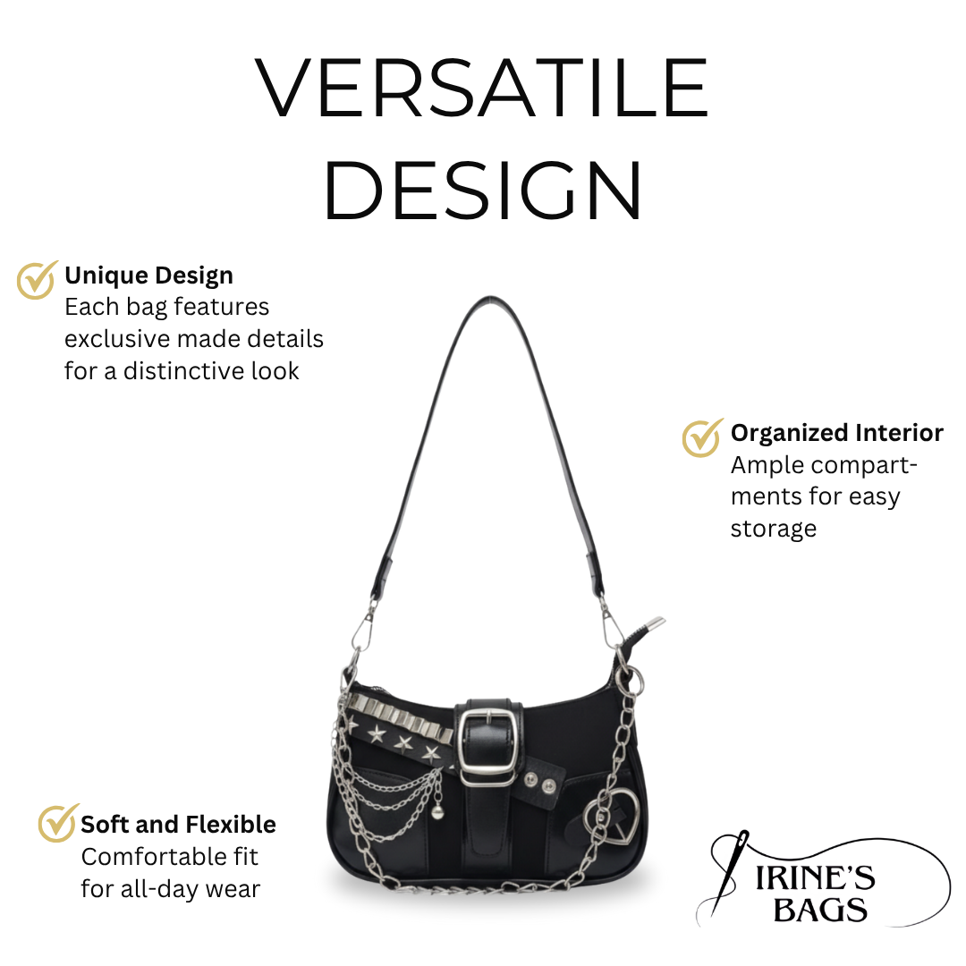 Irene – Star & Moon Leather Chain Crossbody Bag