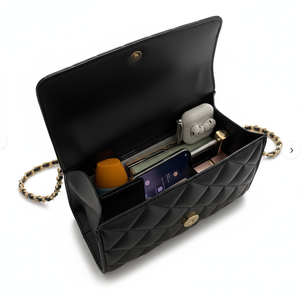 Irene – Mini Chain Flap Bag with Classic Leather Design