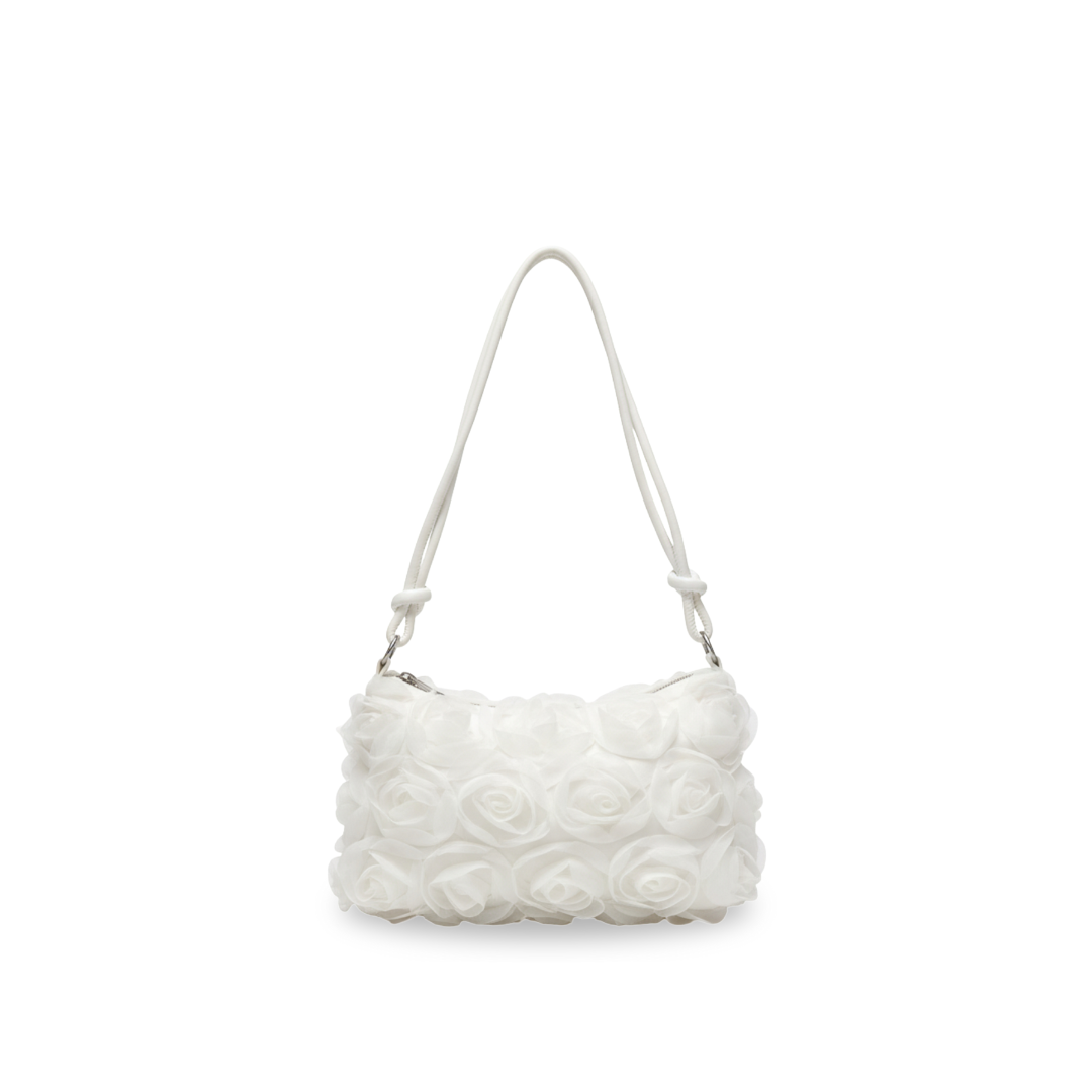 Irene – Straw Crescent Shoulder Bag with Metal Chain