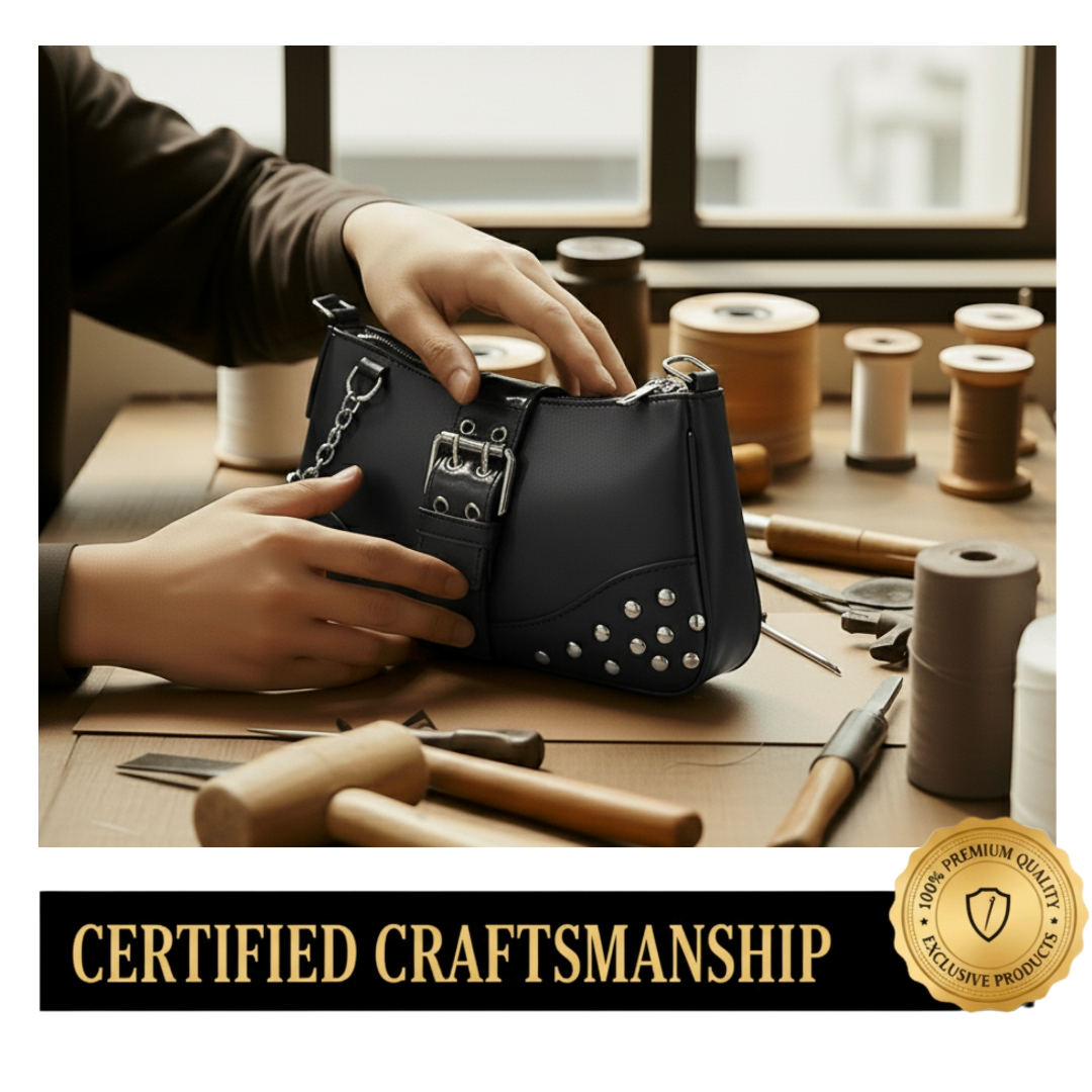 Irene – Vintage Crescent Leather Motorcycle Shoulder Bag