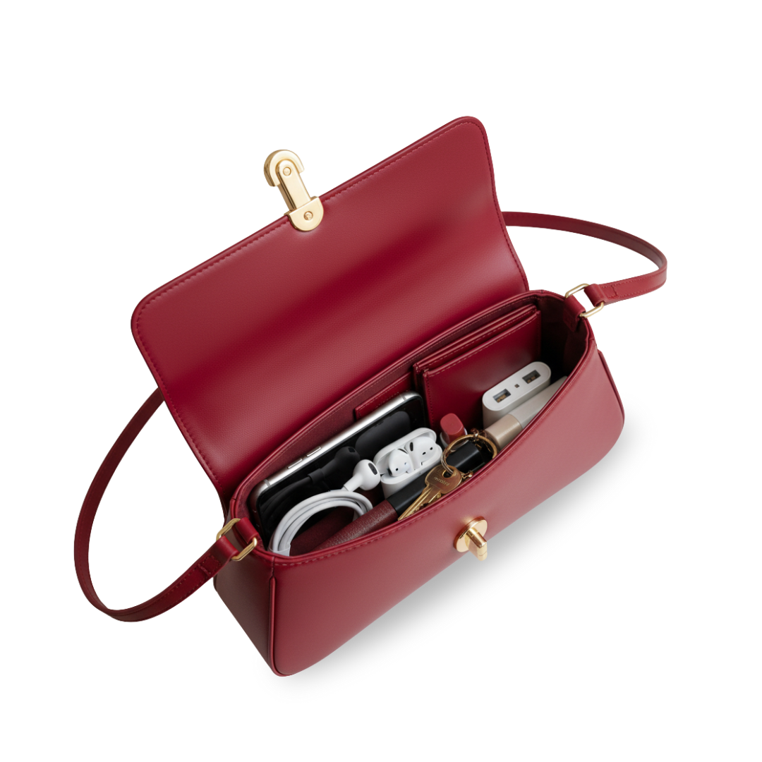 Irene – Retro Flap Accent Faux Leather Shoulder Bag
